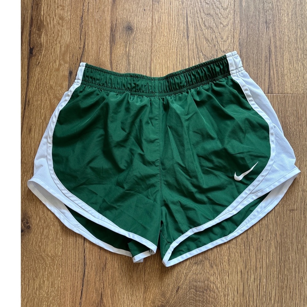 Nike Dri-FIT Tempo Running Shorts Womens Small Green White Mesh Trim
